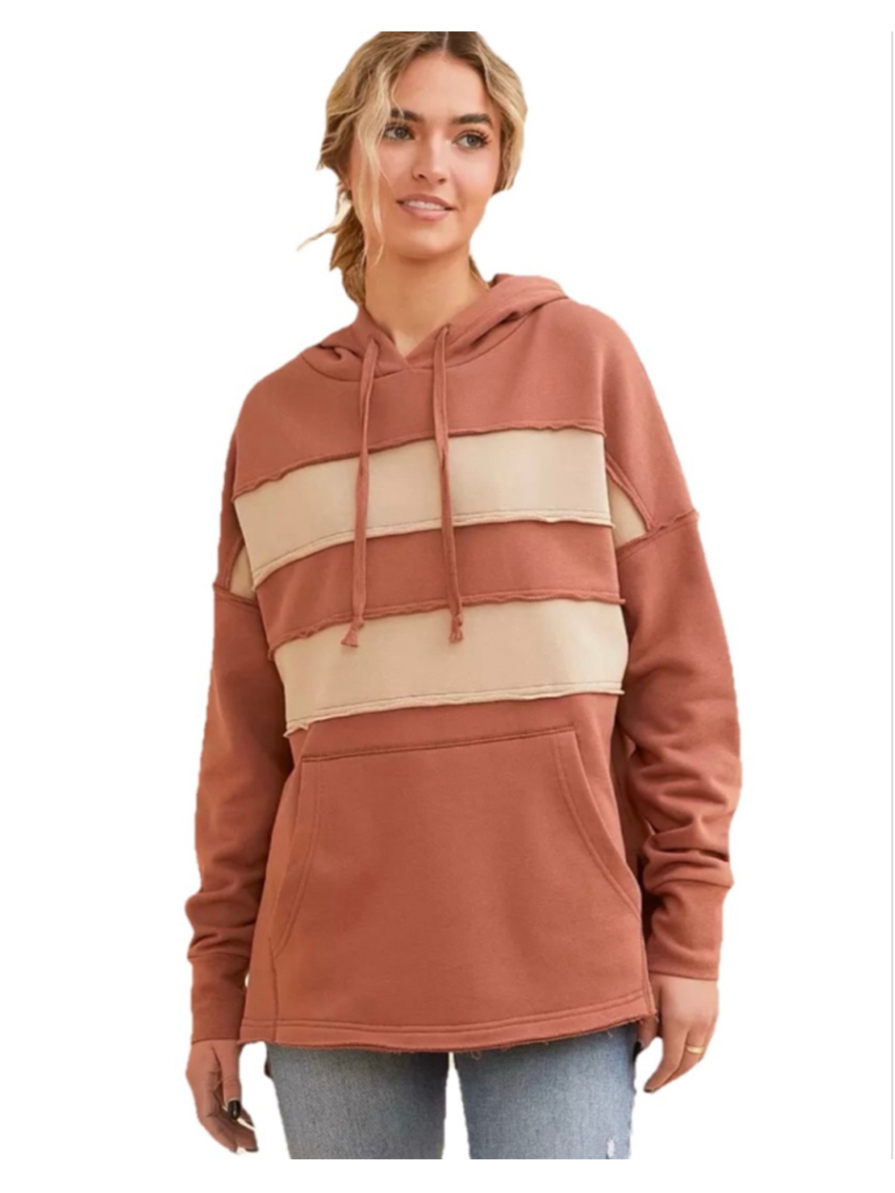 BKE Hoodie Womens M Brown Tan Cotton Pullover